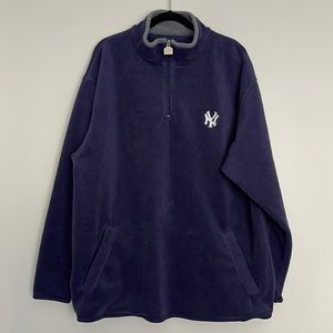 MLB NY Yankees Logo Athletics 1/4 Zip Fleece Pullover Sweatshirt Mens Size XL